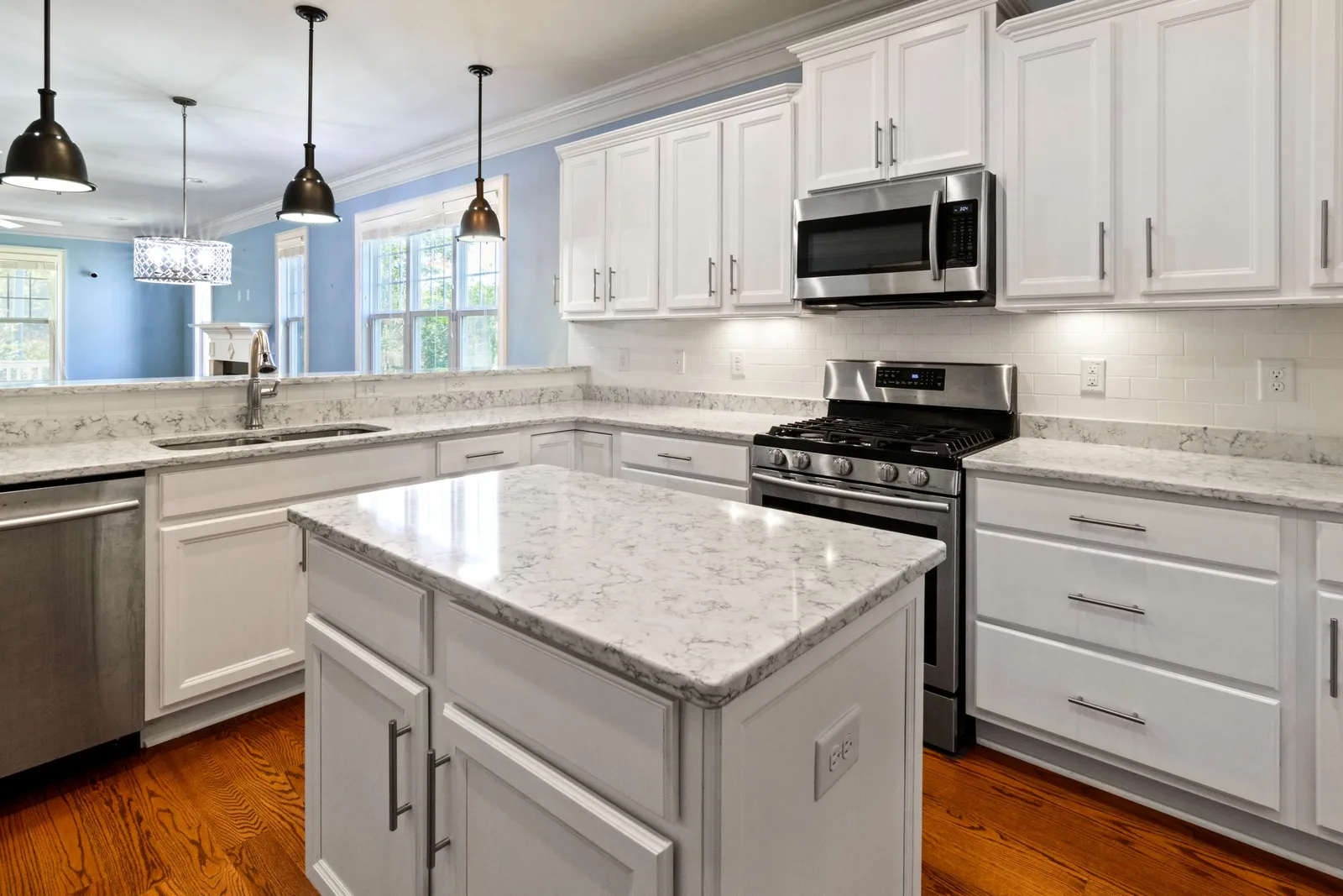 A renovated, bright kitchen