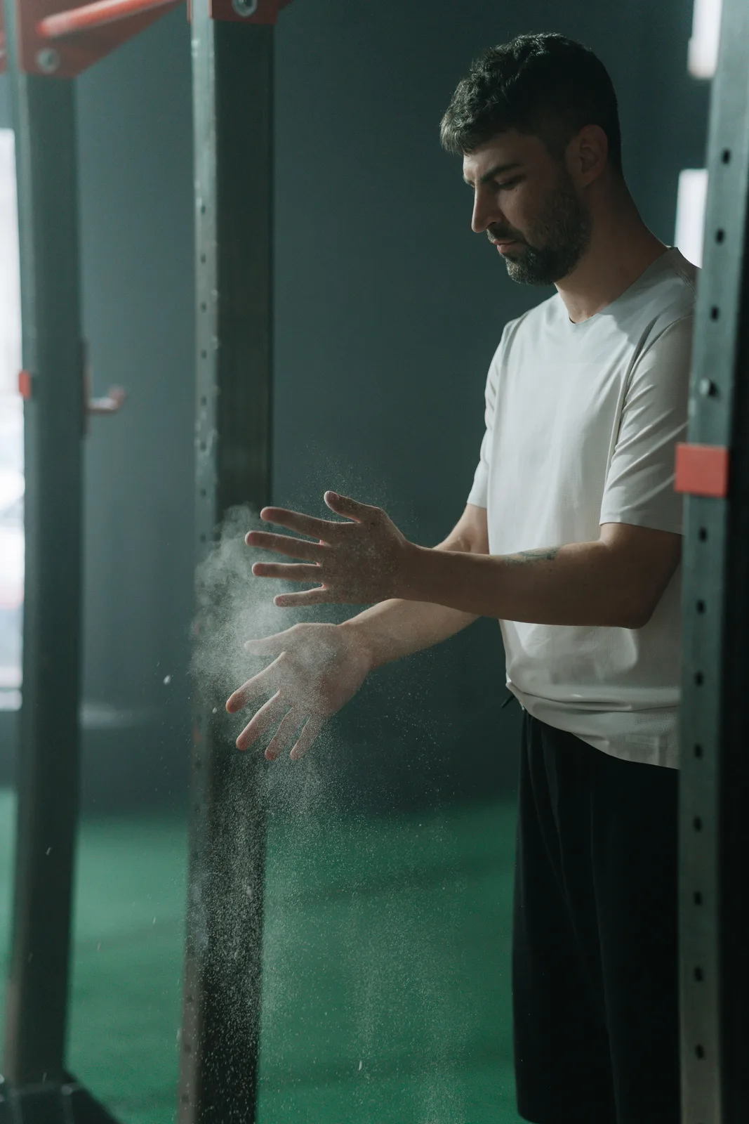 An athlete catching their breath